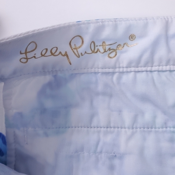 Lilly Pulitzer The Buttercup Blue White Scallop Floral Cotton Shorts Siz… - Picture 5 of 16